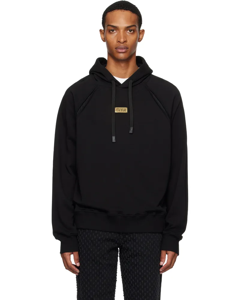 Versace Jeans Black Outline Barocco Relaxed-Fit Hoodie E899-black