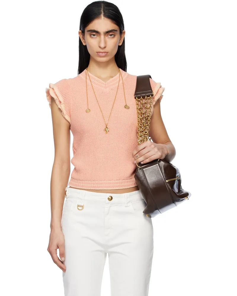 Chloé Pink Short-Sleeve Knit Sweater 81o