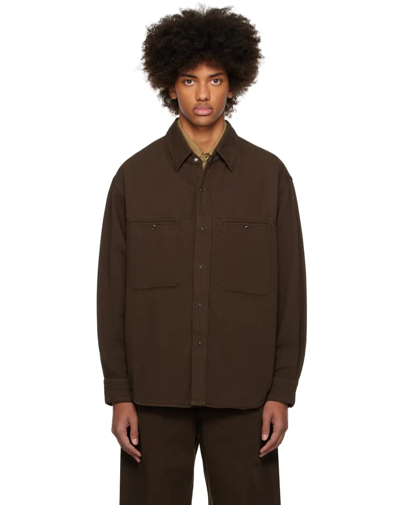 Christophe Lemaire Brown Snaps Denim Shirt Br495