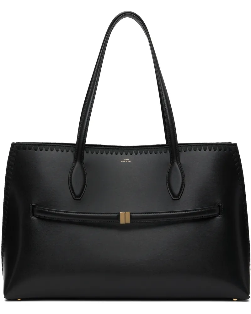 Totême Black Embroidered Leather Lounge Tote Black