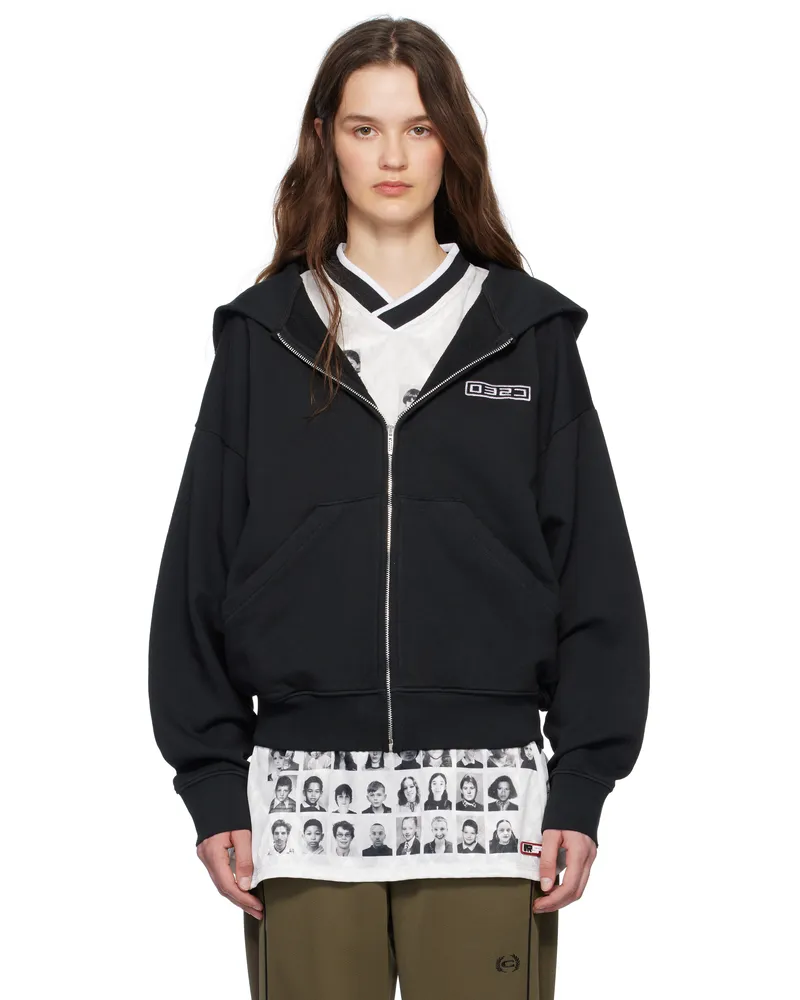 032c Black Routine Zip Hoodie Faded