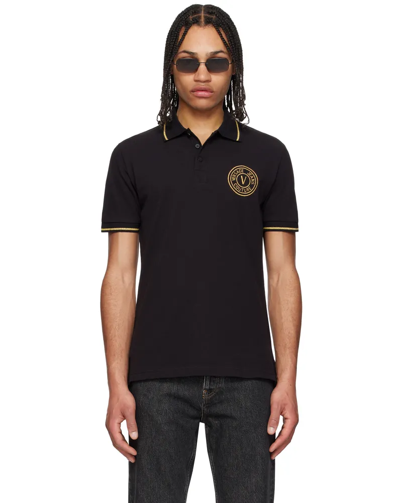 Versace Jeans Black Logo Patch Polo Eg89-black