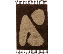 Brown & Off-White Small Abstract Rug
