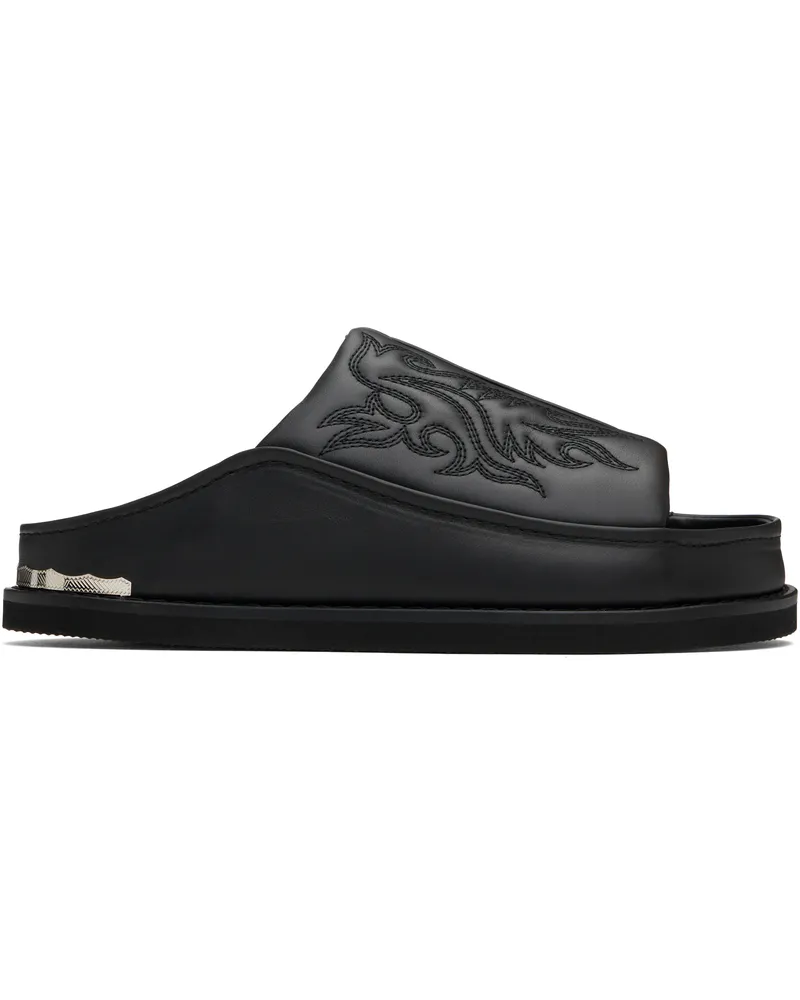 Toga Black Embroidered Sandals Black