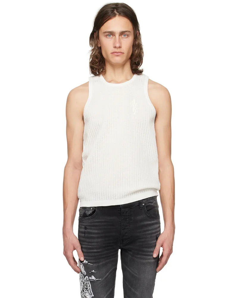 Amiri White Waffle Tank Top Summer