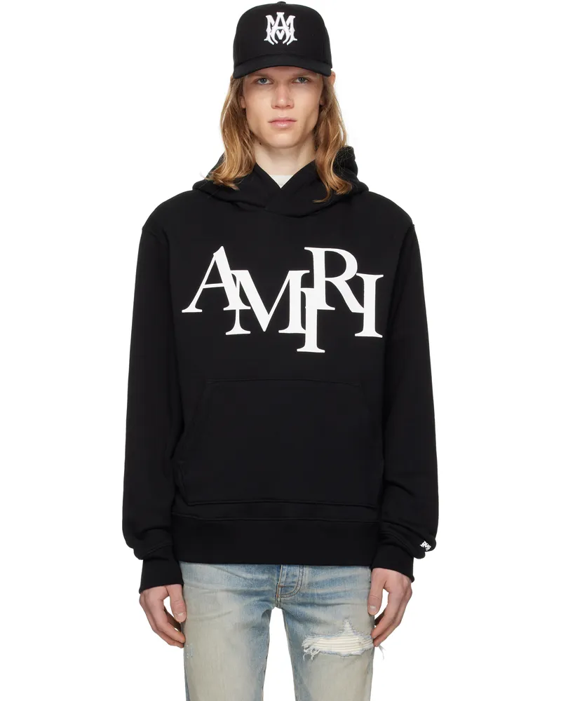 Amiri Black 'AMIRI' Staggered Hoodie Black