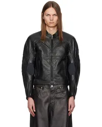 VETEMENTS Black Pro Racing Leather Jacket Black