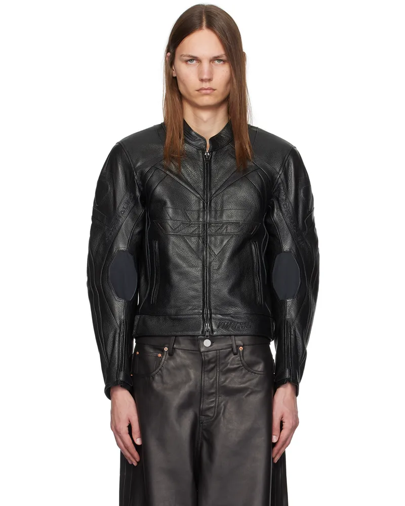 VETEMENTS Black Pro Racing Leather Jacket Black