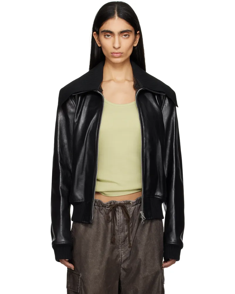 Our Legacy Black Pharos Leather Bomber Jacket Malleable
