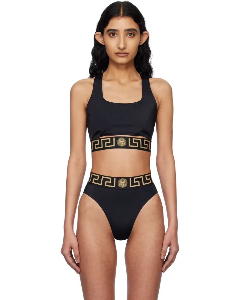 Versace Black Greca Border Bikini Top 1b000-black