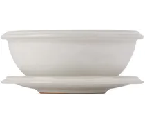 White Saturn Dinnerwear Cereal Bowl & Eggo Plate Set
