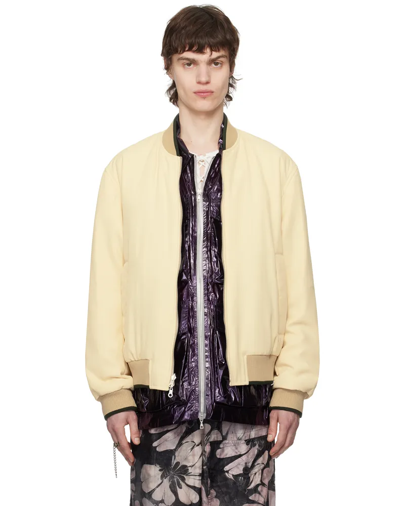 Dries van Noten Yellow Gabardine Reversible Bomber Jacket 100