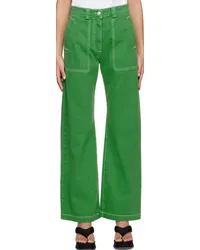 MSGM Green Baggy Jeans Green