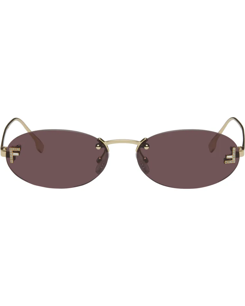 Fendi Gold 'Fendi' First Crystal Sunglasses Shiny