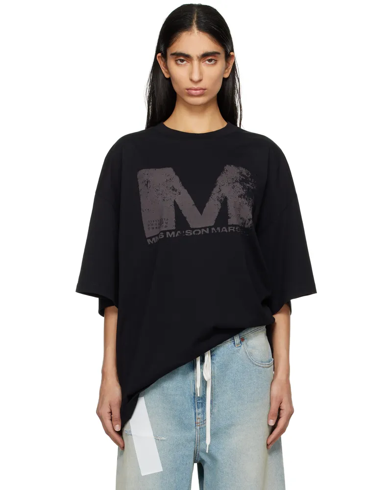 Maison Margiela Black Sunbleached Logo T-shirt 900