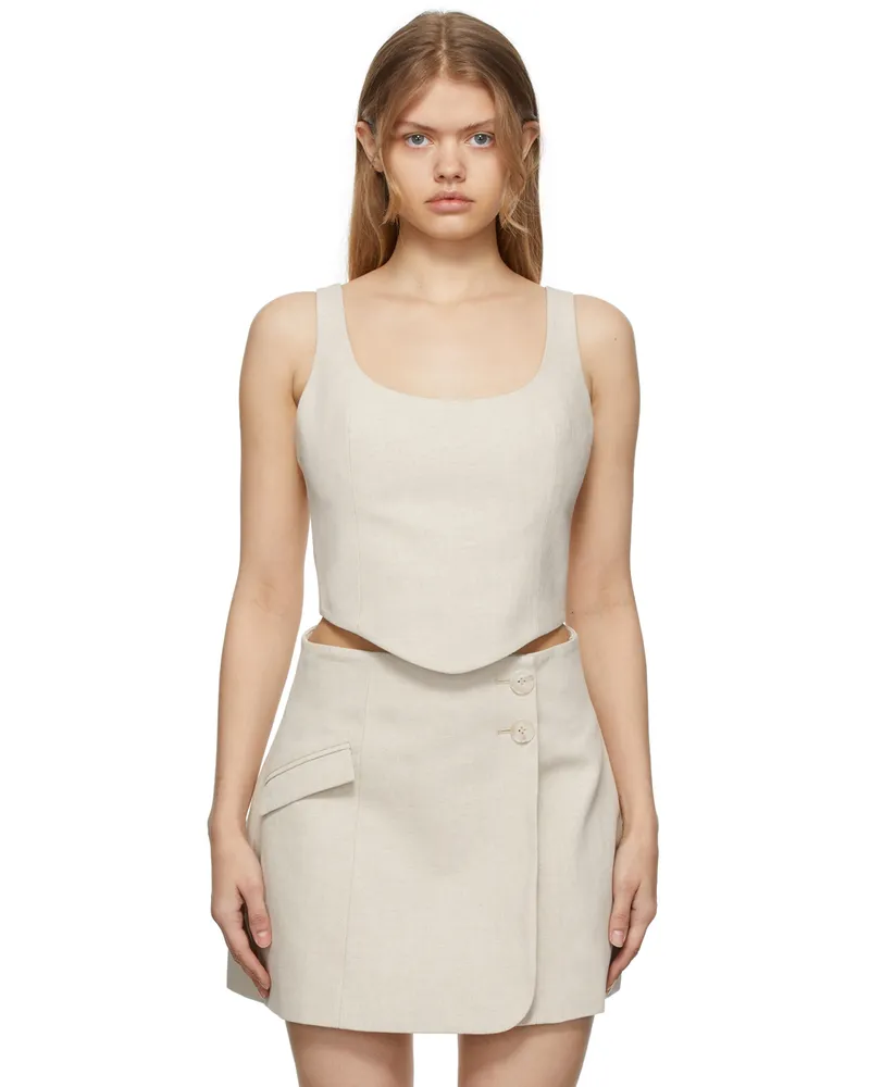 Anna Quan Beige Maya Coset Tank Top Cloud