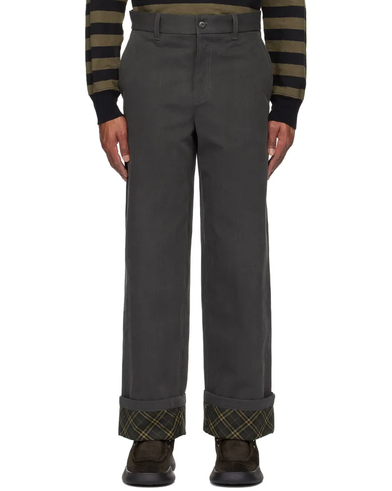 Burberry Black Cotton Carpenter Trousers Black