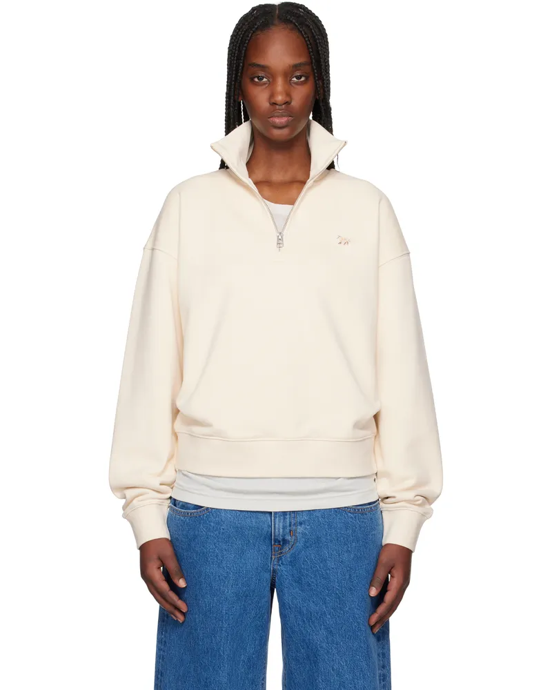 Kitsuné Beige Baby Fox Patch Half Zip Sweatshirt 0134