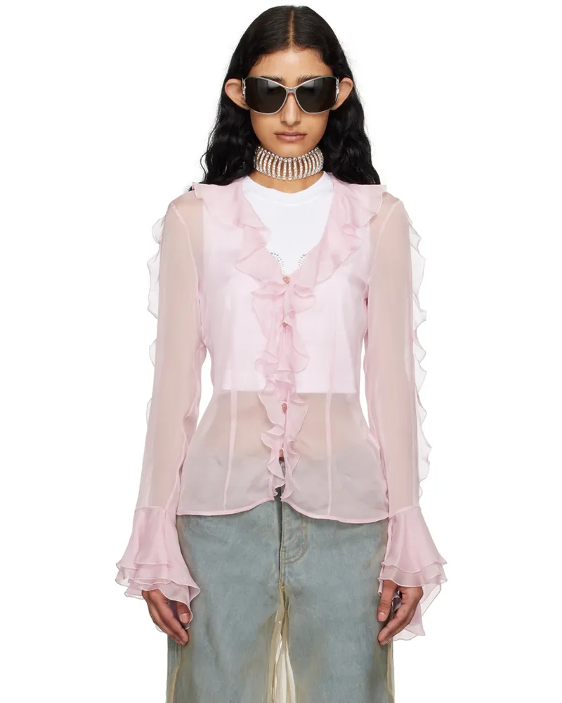 Blumarine Pink Ruffle Blouse N0114