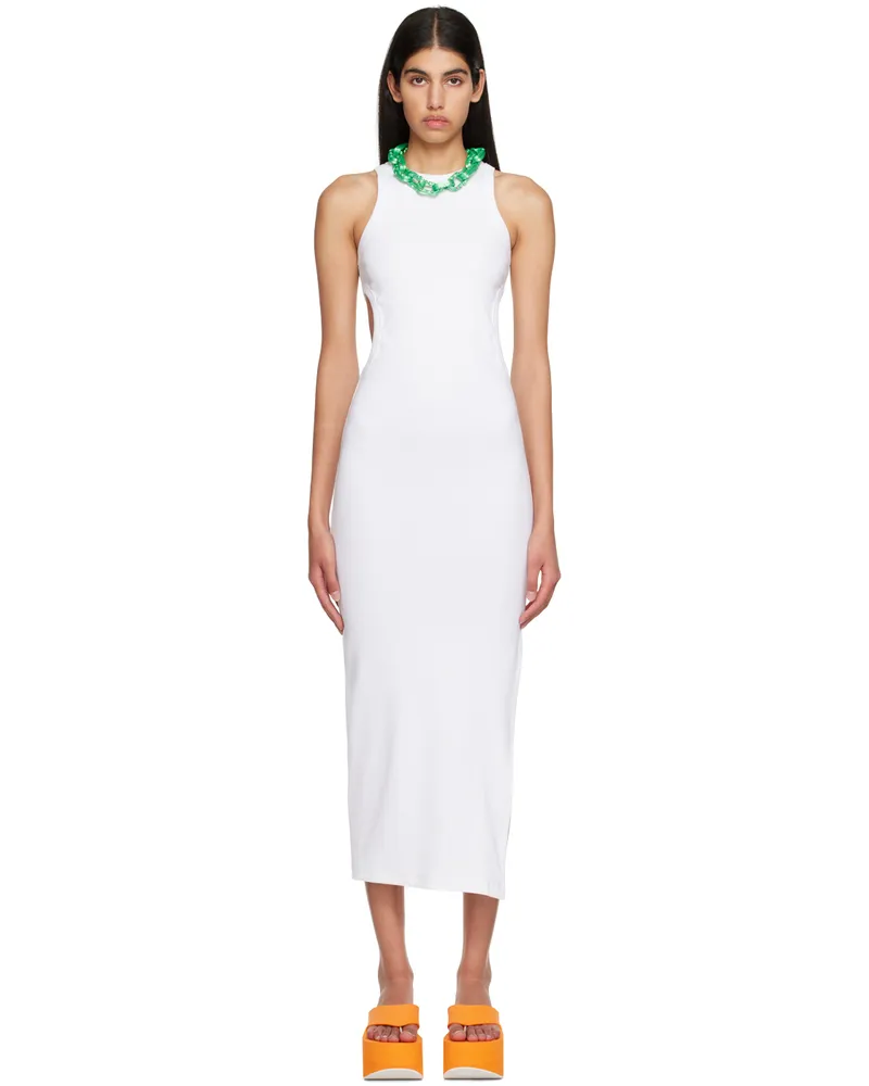 MSGM White Cutout Midi Dress 1