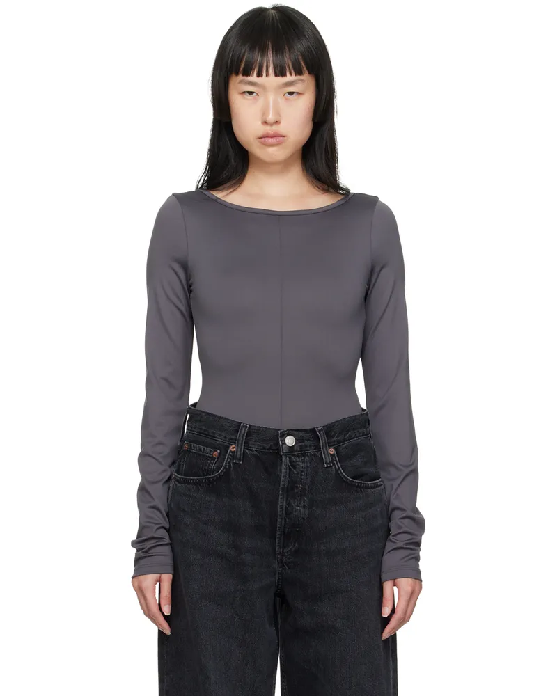 AGOLDE Gray Paulette Bodysuit Shark