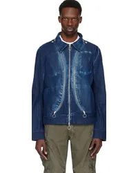 Charlie Constantinou Indigo Multi Zip Denim Jacket Washed