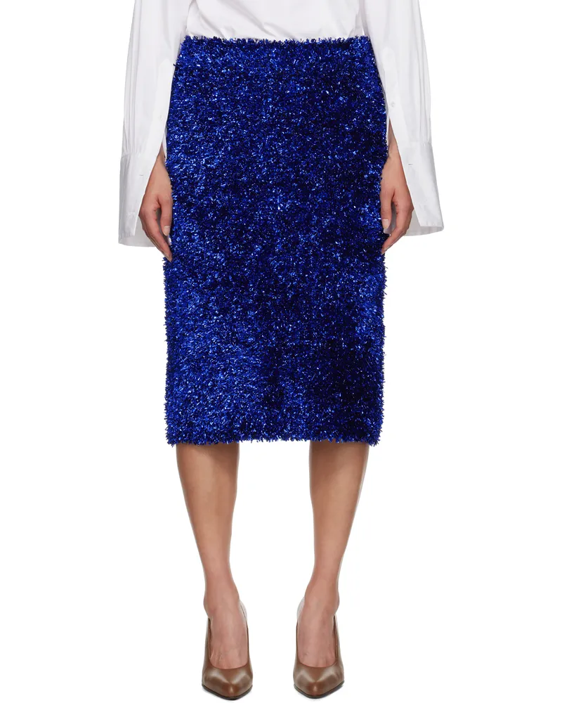 Dries van Noten Blue Tinsel Midi Skirt 512