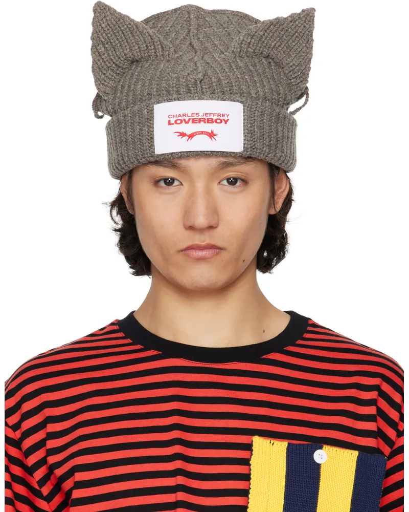 Charles Jeffrey Loverboy SSENSE Exclusive Gray Chunky Ears Beanie Grey