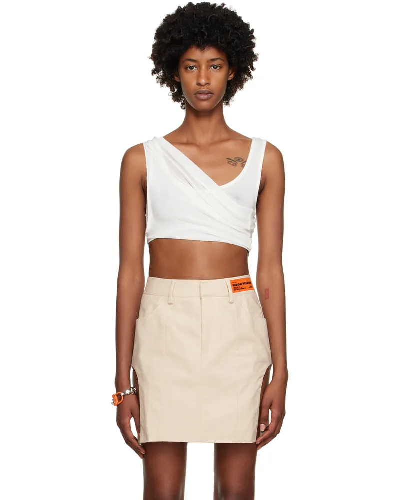 Heron Preston White Twisted Tank Top White