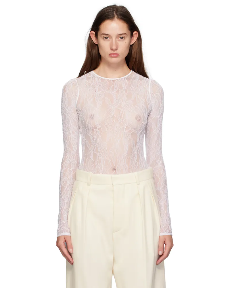 WARDROBE.NYC White Lace Bodysuit Off