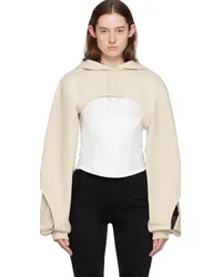 Thierry Mugler Beige Cropped Hoodie Champagne