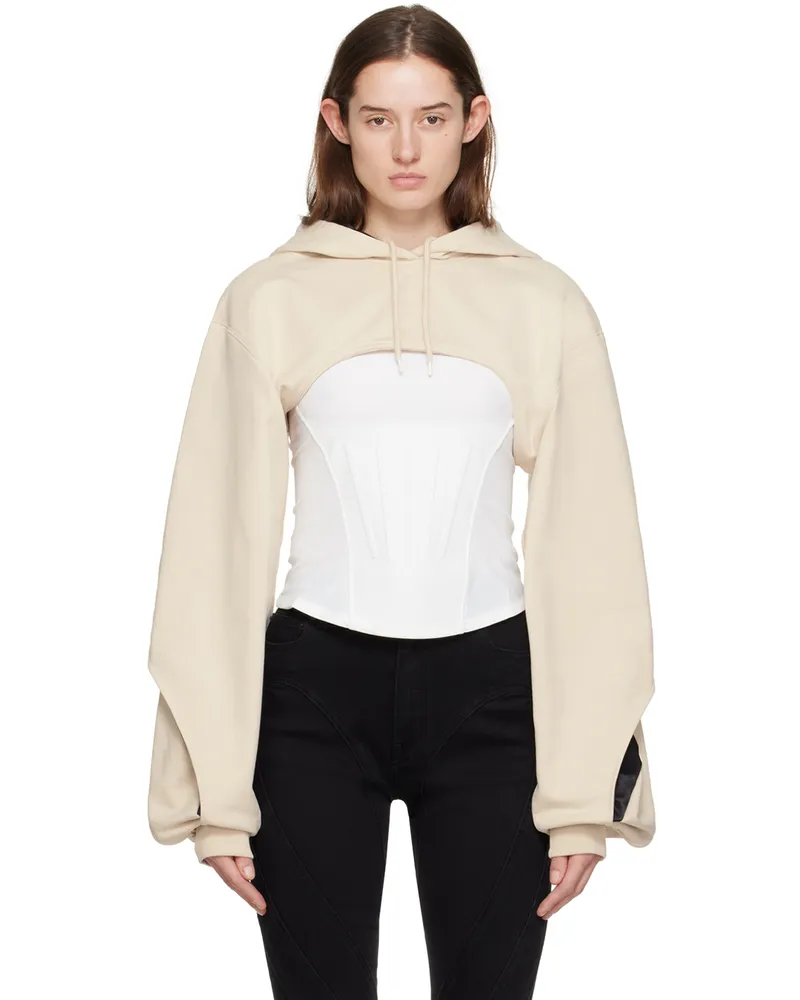 Thierry Mugler Beige Cropped Hoodie Champagne