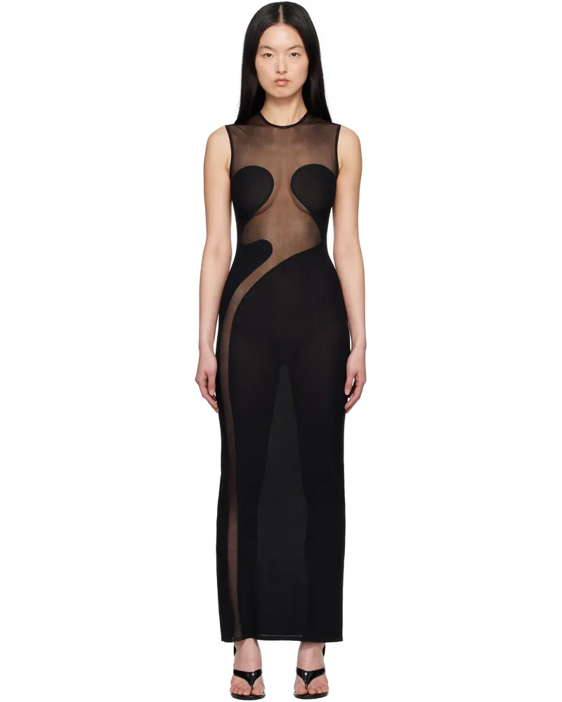 Alaïa Black Knit Molded Bodycon Maxi Dress 995