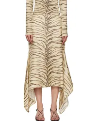 Stella McCartney Beige Tiger Print Midi Skirt Natural