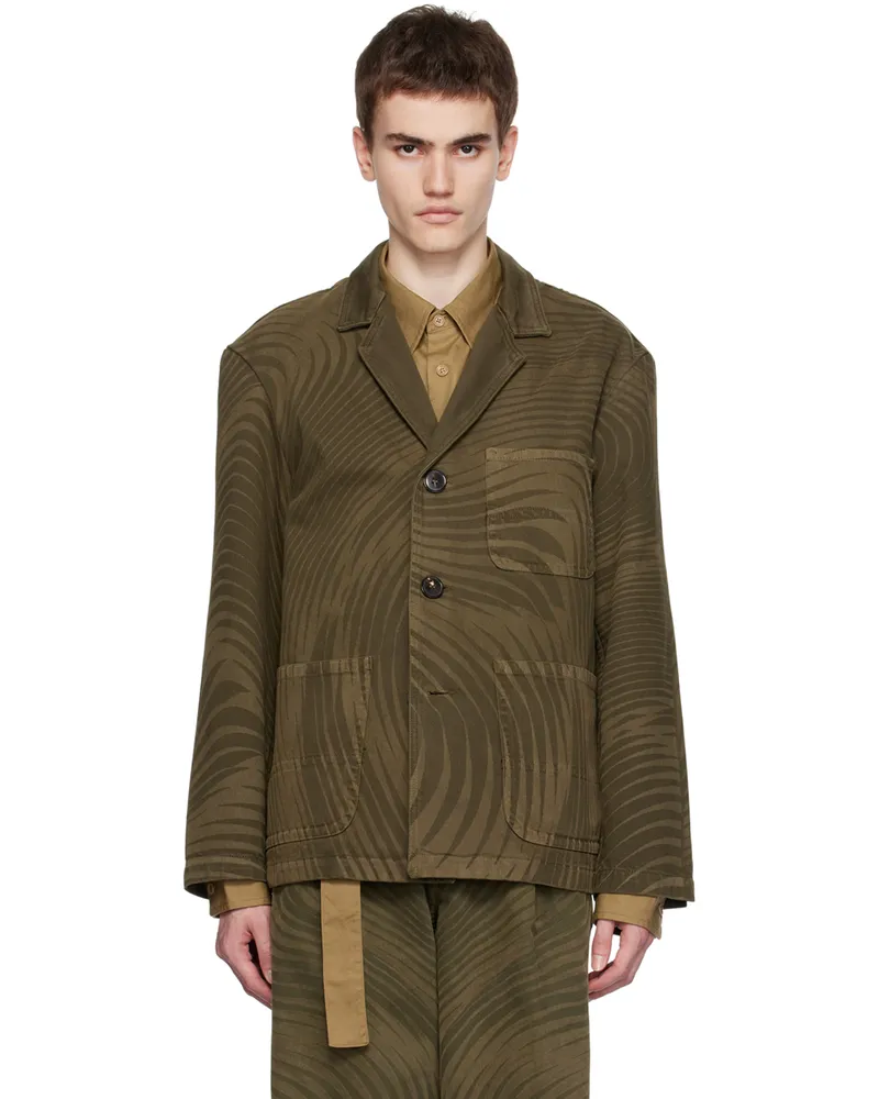 Dries van Noten Khaki Printed Blazer 703