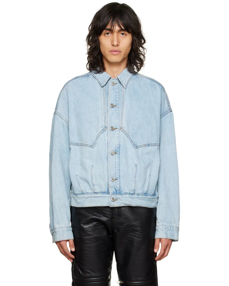 WE 11 DONE Blue Faded Denim Jacket Sky