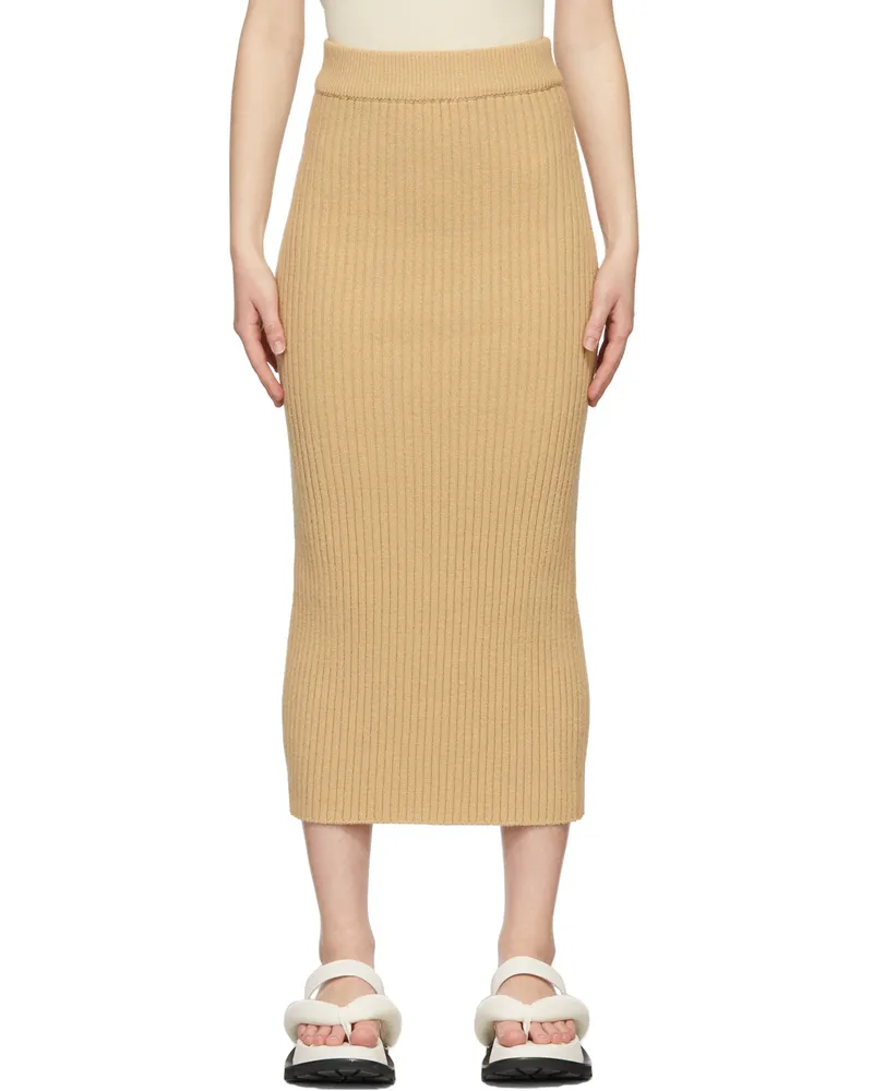 LVIR Beige Knit Long Skirt Beige
