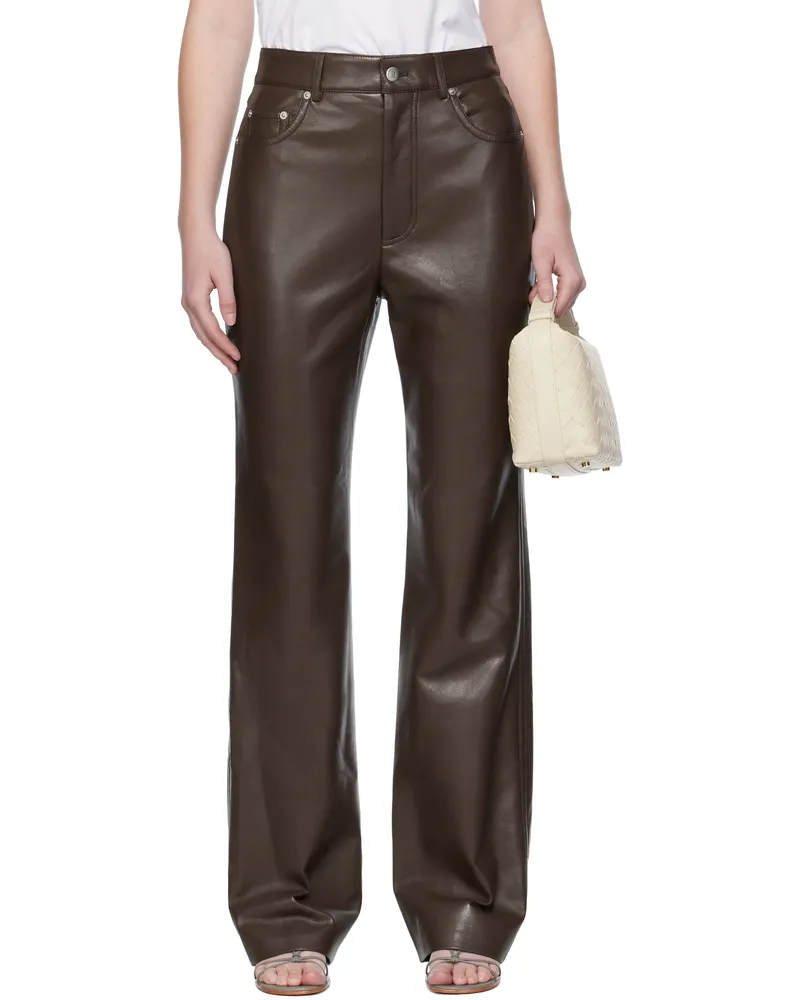 Nanushka Brown Seldes Regenerated Leather Trousers Chocolate