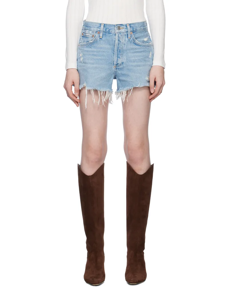 AGOLDE Blue Parker Vintage Cut Off Denim Short Swapmeet