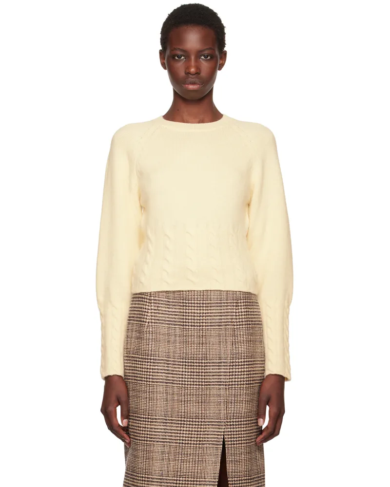 RECTO Off-White Brushed Wool Sweater Cream
