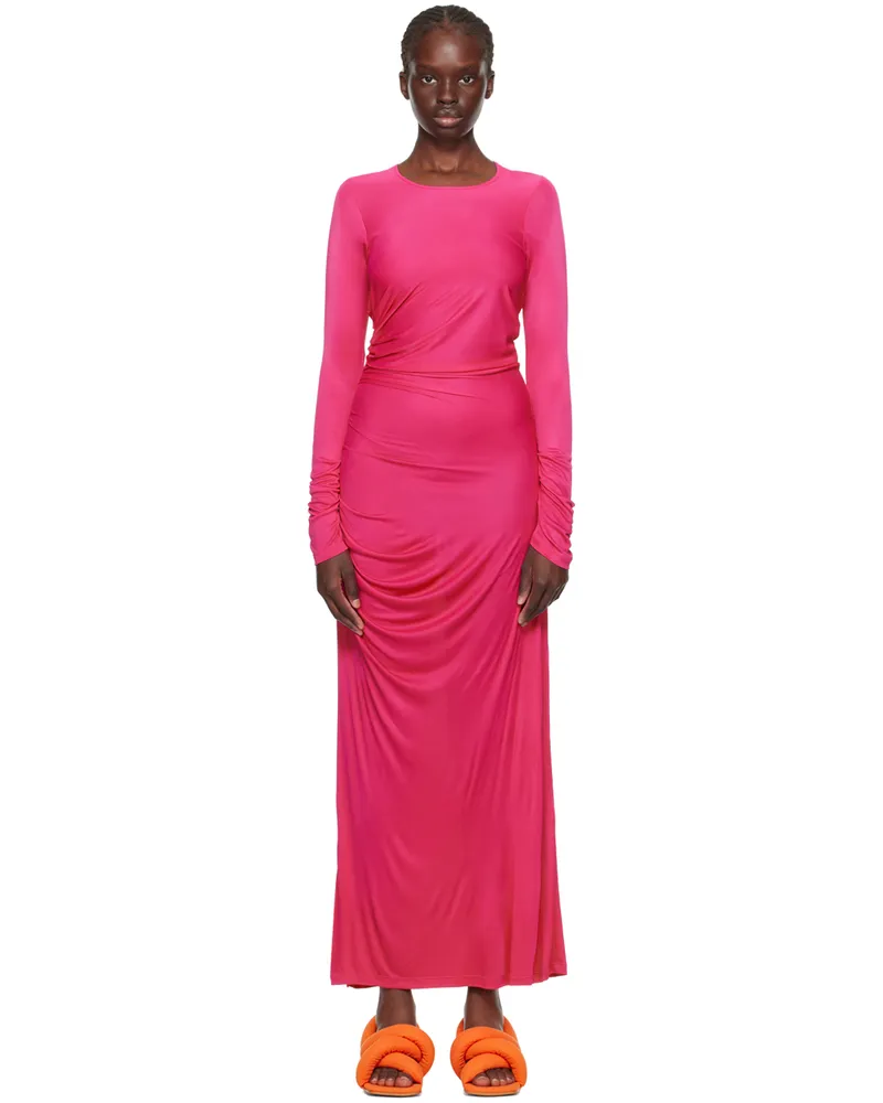 MSGM Pink Gathererd Maxi Dress 14
