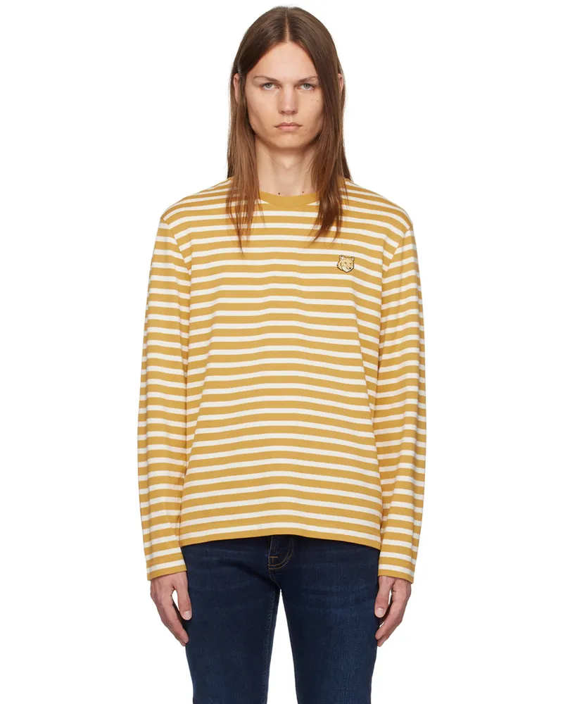 Kitsuné Yellow Bold Fox Head Patch Regular Marin T-shirt B762