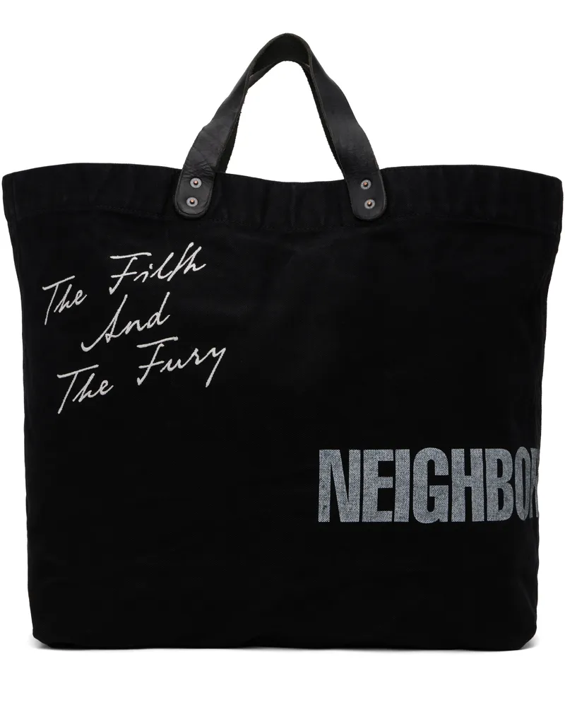 Neighborhood Black Washed Canvas Tote Black