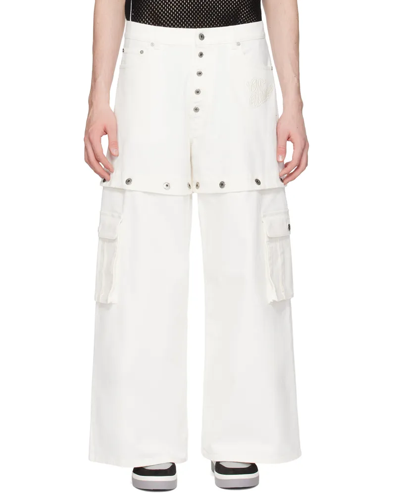 OFF-WHITE White 90's Logo Cargo Pants Raw