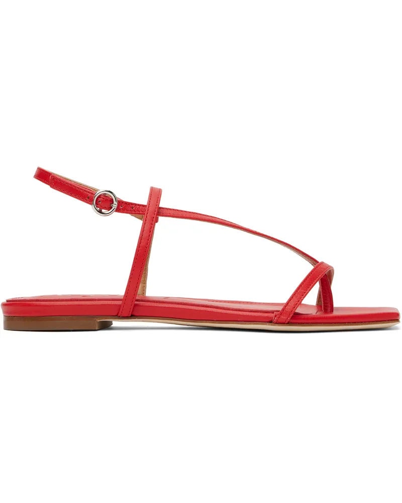 aeyde Red Ella Leather Toe-Post Sandals Red