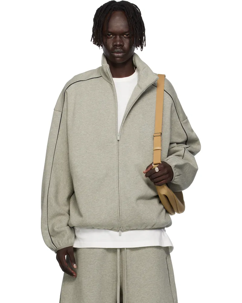 Fear of God Gray Modern Fit Fleece Track Jacket Concrete