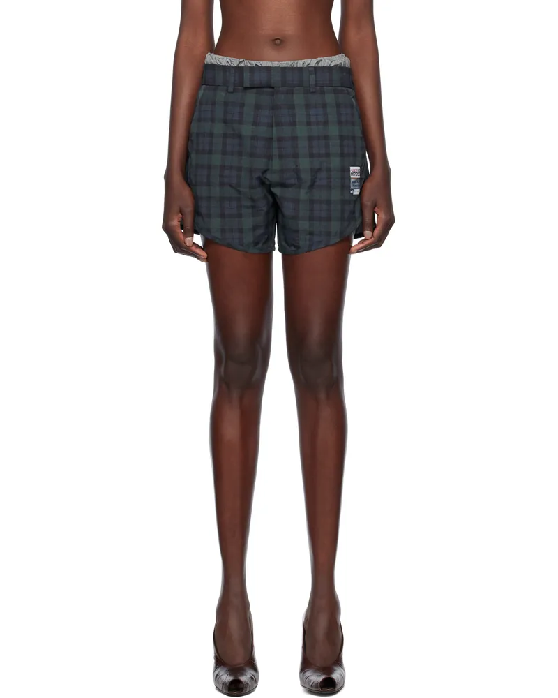 Martine Rose Navy & Green Tailored Gym Shorts Blk