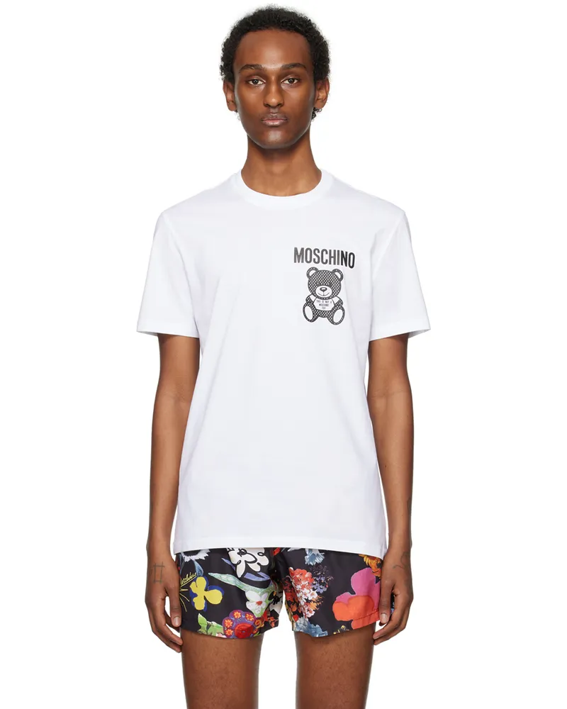 Moschino White Small Teddy Mesh T-Shirt V1001