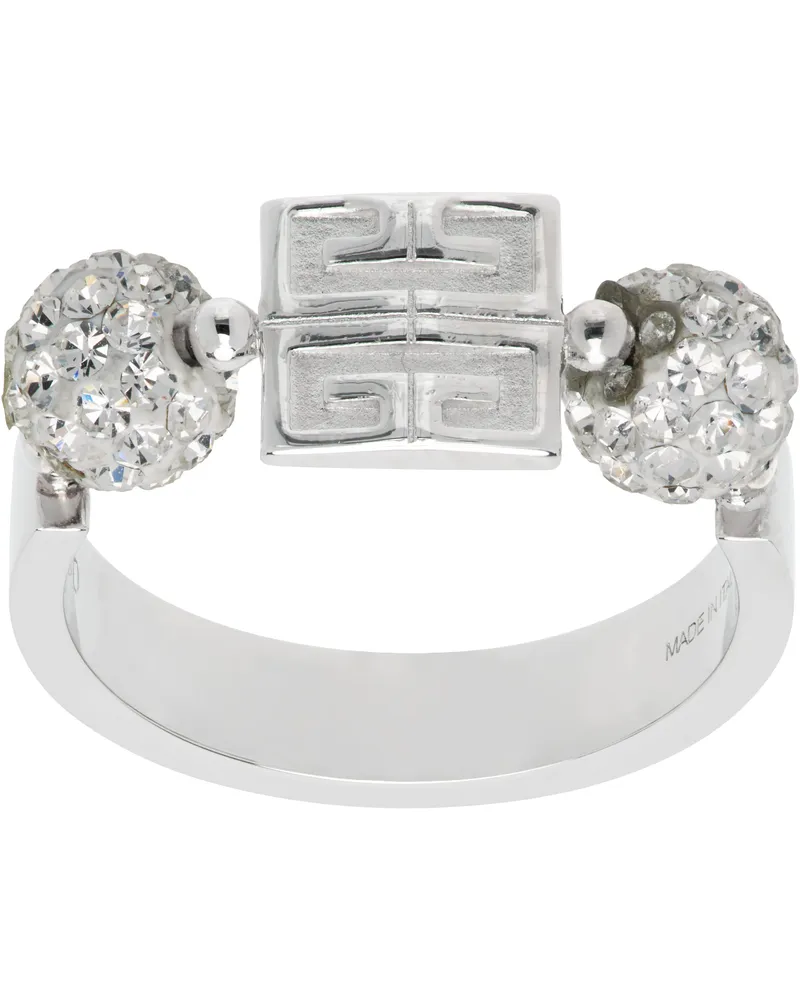 Givenchy Silver 4G Metal & Crystal Ring 040-silvery