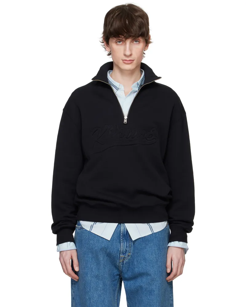 Kitsuné Black Varsity Half Zip Comfort Sweater P199